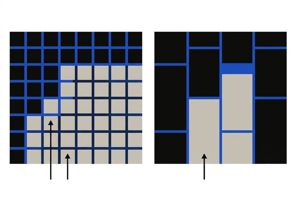 Joint density in a small format against a large format