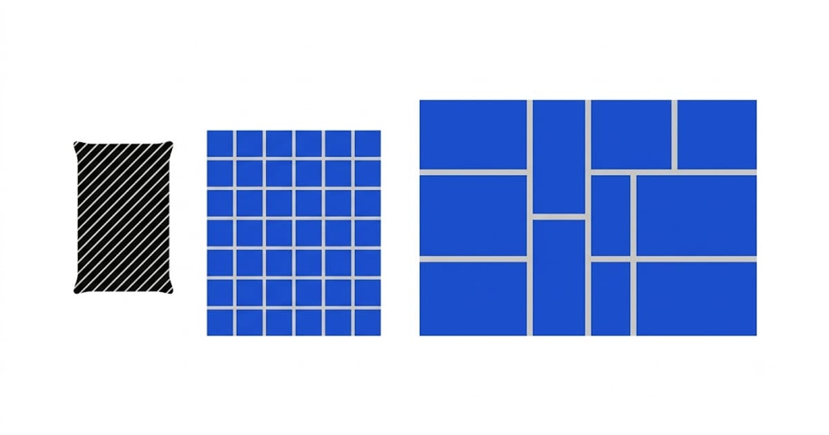 One bag of grout beside the tiled areas it covers at two tile sizes
