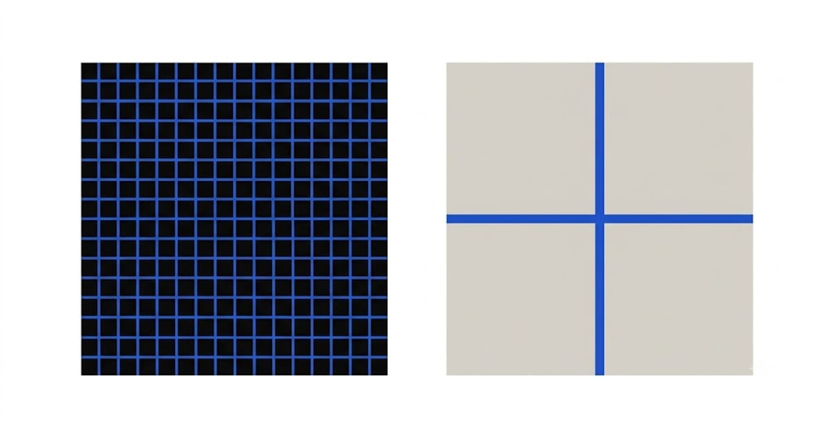 Joint length per square foot in mosaic against large format